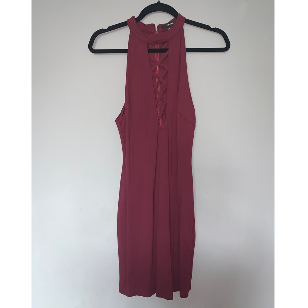 Sexy Wine Colored Halter Dress